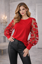 Scarlet Bloom Lace Blouse