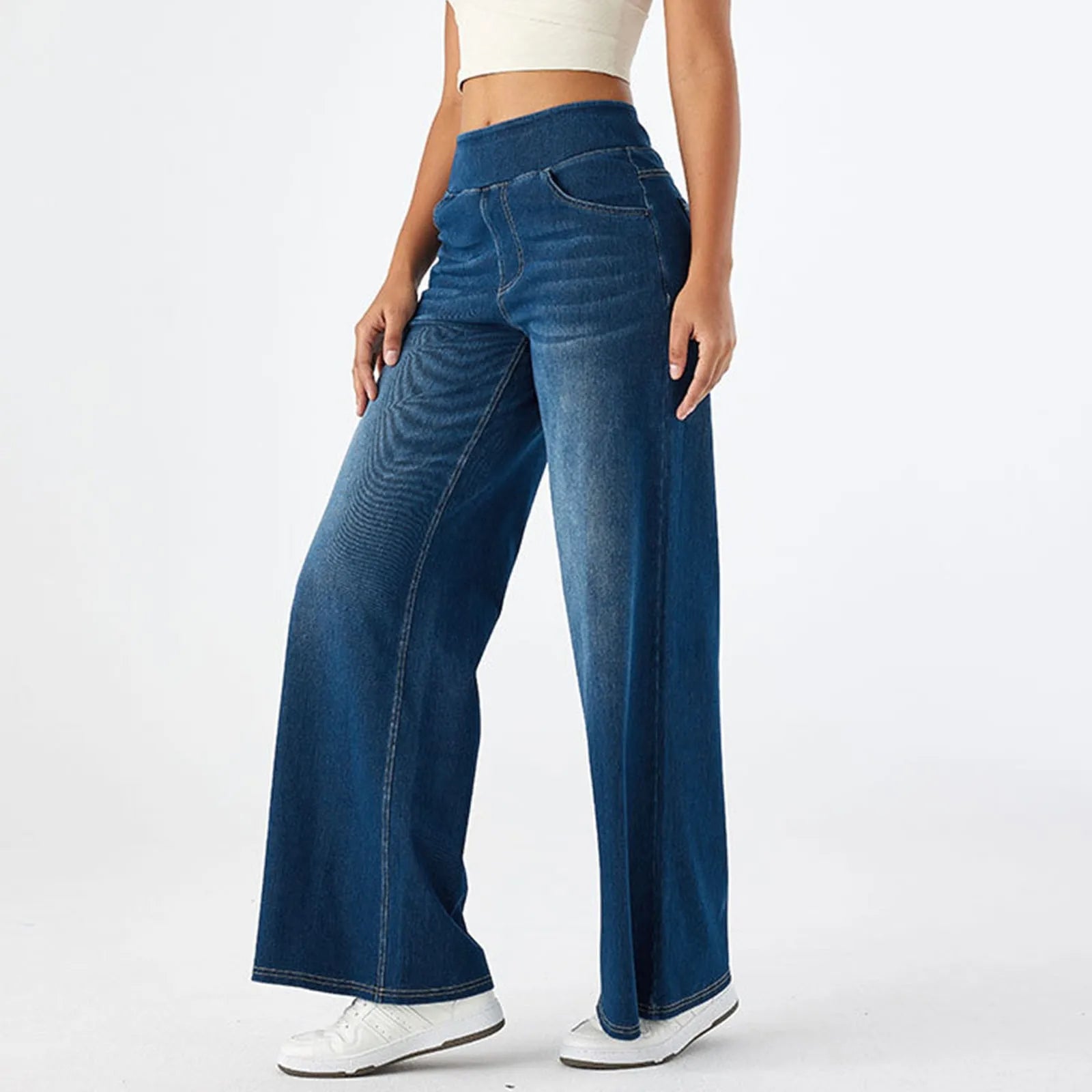 Retro jeans met wijde pijpen