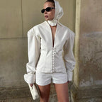 Korte Getailleerde Blazer met V-Hals