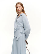 V-Hals Shirt & High Waist Rok Set