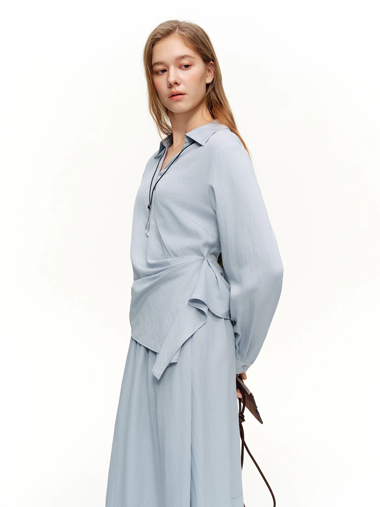 V-Hals Shirt & High Waist Rok Set