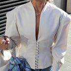 Korte Getailleerde Blazer met V-Hals
