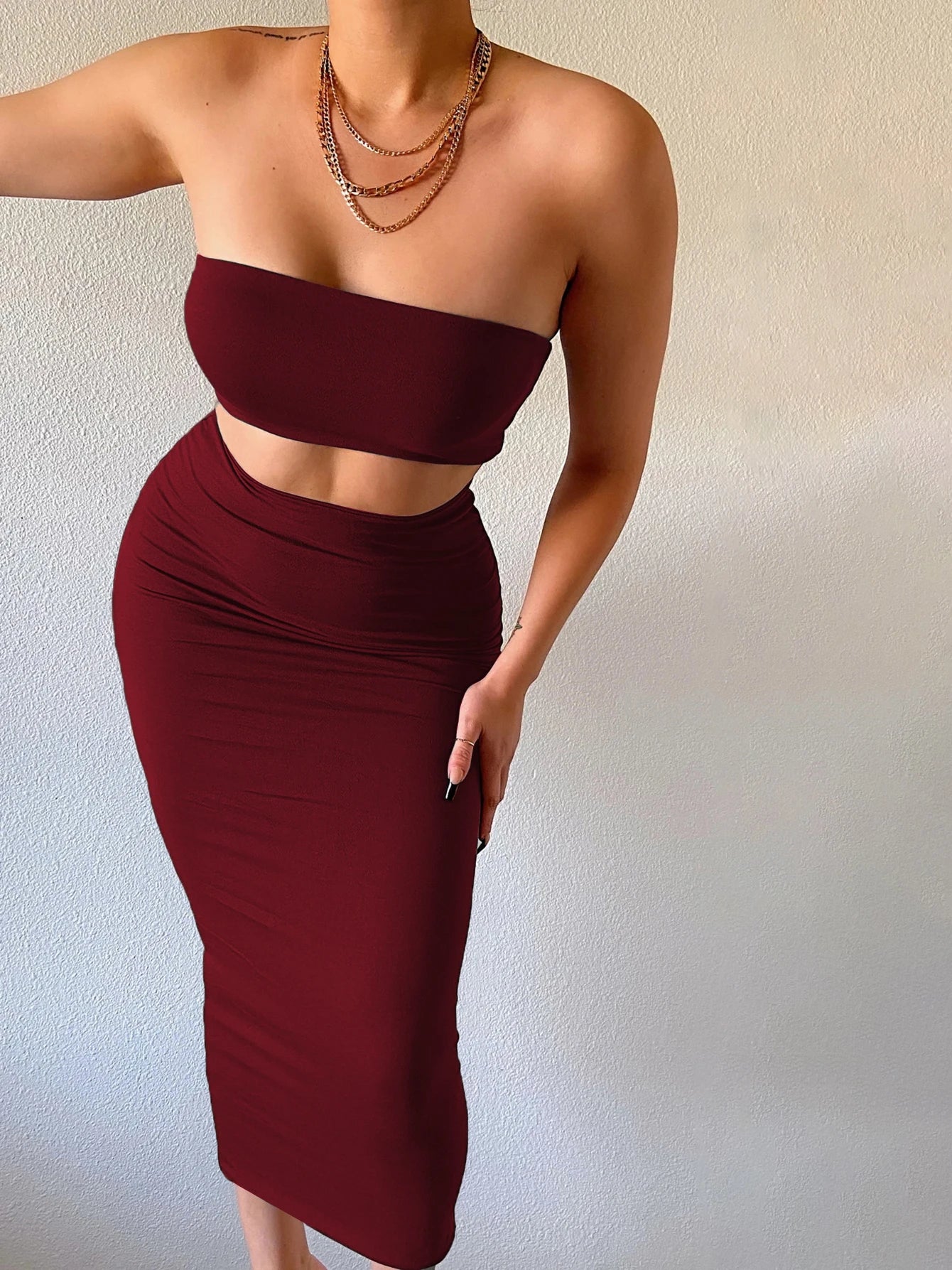 Strapless Tube Top & Maxi Rok Set