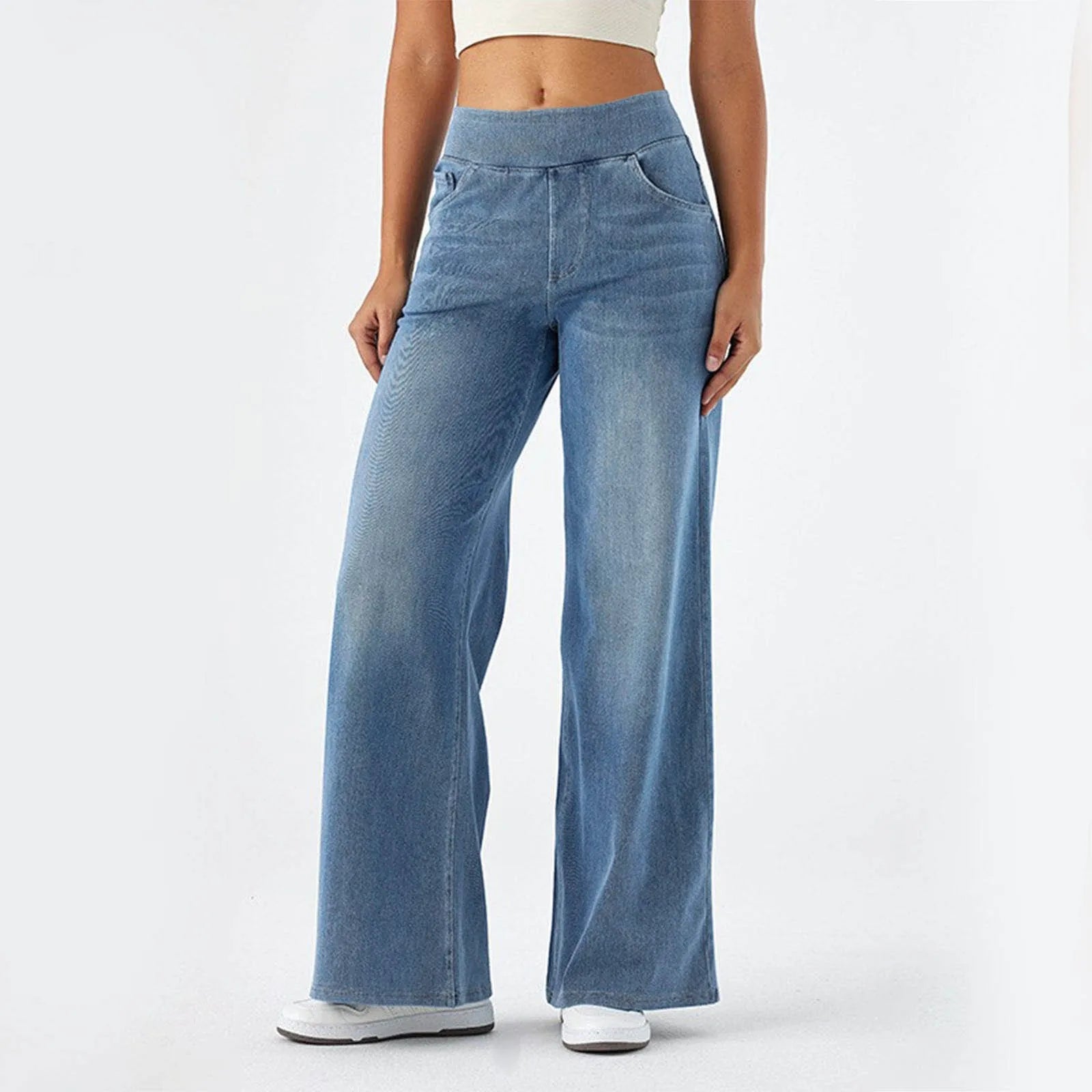 Retro jeans met wijde pijpen