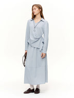 V-Hals Shirt & High Waist Rok Set