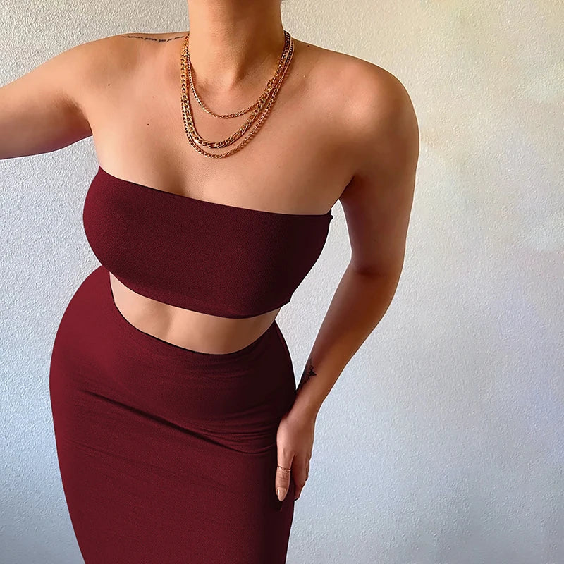 Strapless Tube Top & Maxi Rok Set