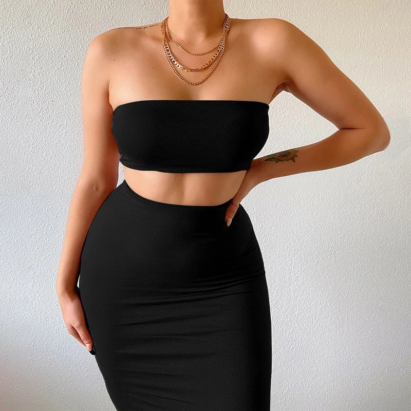 Strapless Tube Top & Maxi Rok Set
