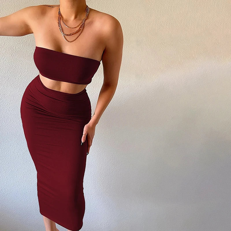 Strapless Tube Top & Maxi Rok Set