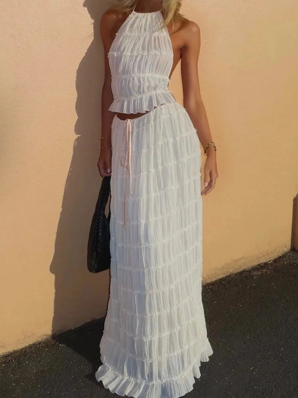 Bohemian 2-Delige Dames Set – Haltertop & Maxi Rok