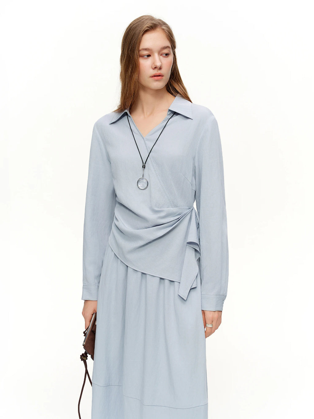 V-Hals Shirt & High Waist Rok Set