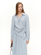 V-Hals Shirt & High Waist Rok Set