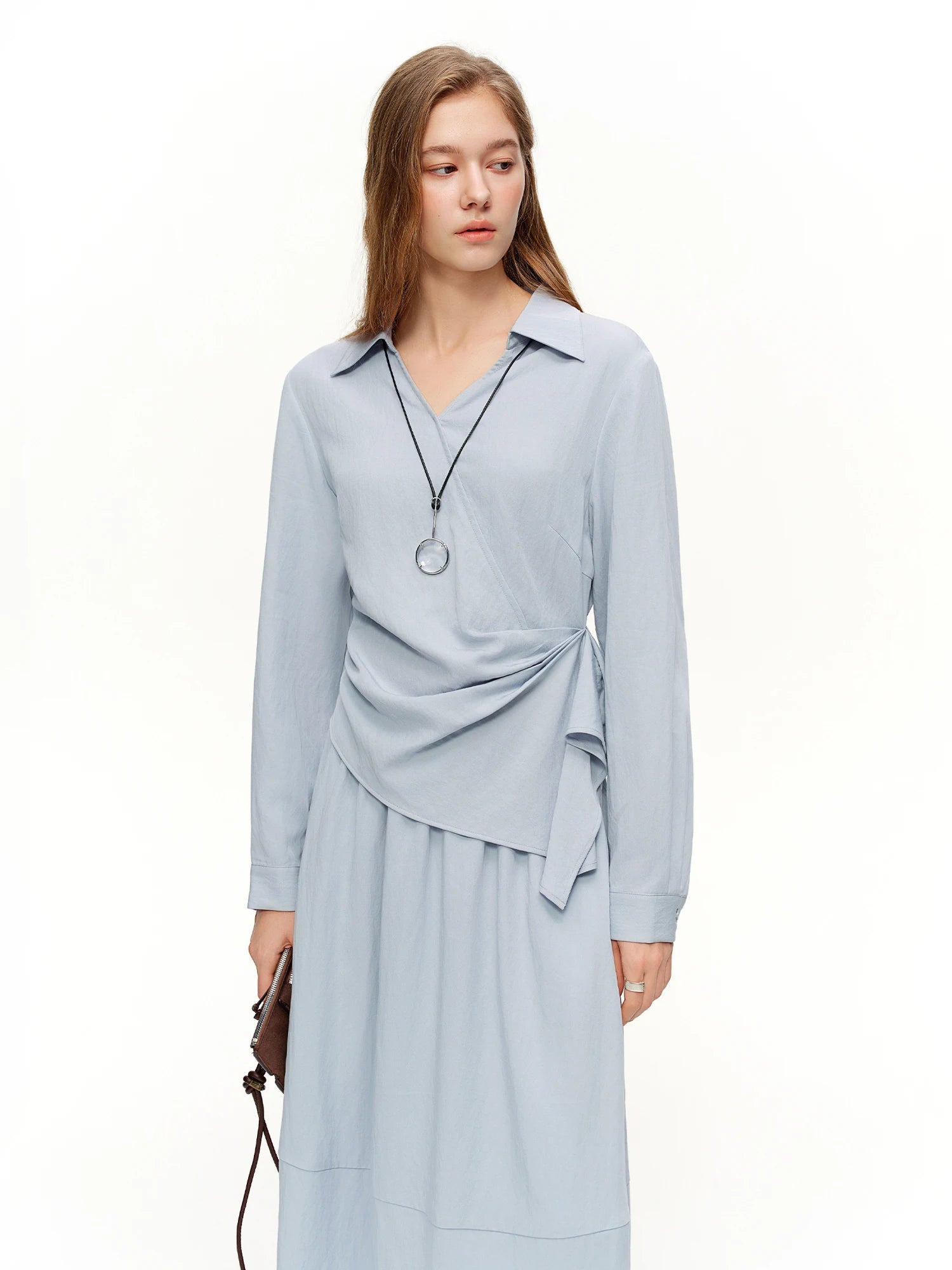 V-Hals Shirt & High Waist Rok Set