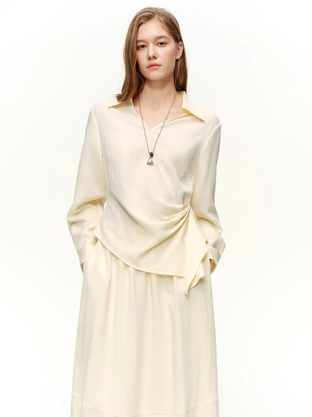 V-Hals Shirt & High Waist Rok Set