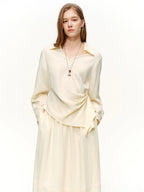 V-Hals Shirt & High Waist Rok Set