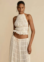 Bohemian 2-Delige Dames Set – Haltertop & Maxi Rok