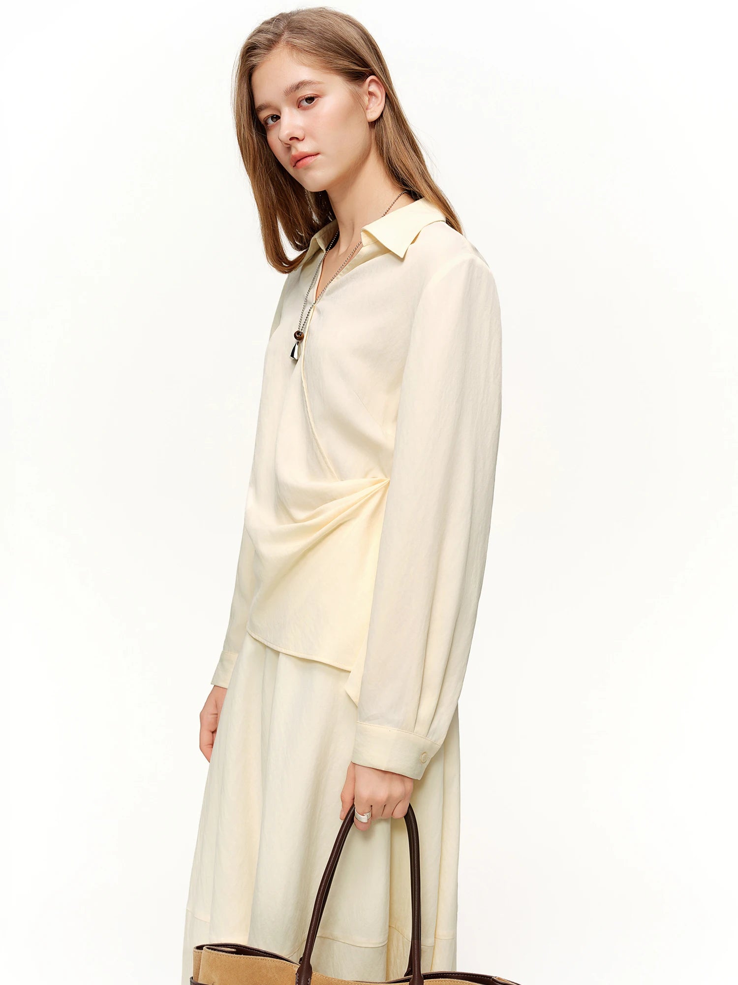 V-Hals Shirt & High Waist Rok Set