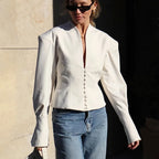 Korte Getailleerde Blazer met V-Hals