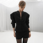 Korte Getailleerde Blazer met V-Hals