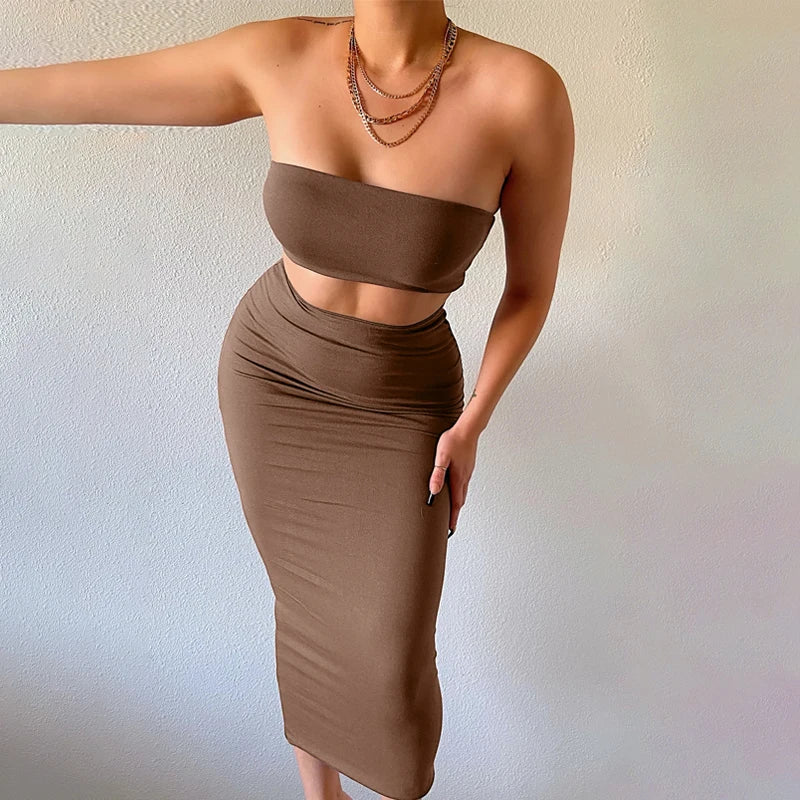 Strapless Tube Top & Maxi Rok Set