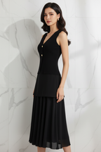 Rode V-Hals Top & High Waist Rok Set