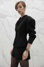 Korte Getailleerde Blazer met V-Hals