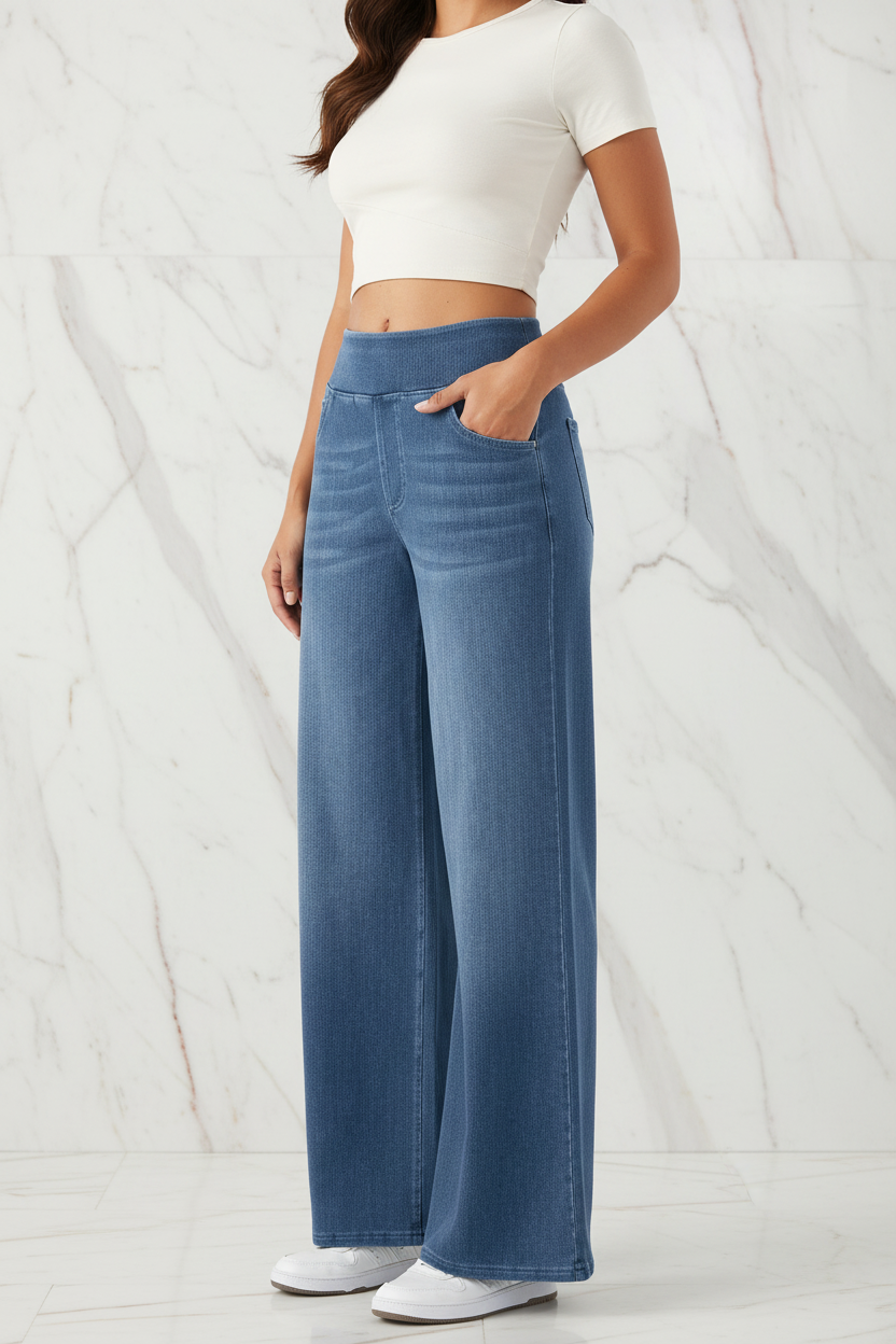 Retro jeans met wijde pijpen