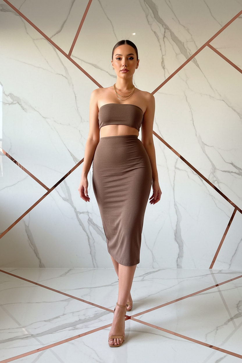 Strapless Tube Top & Maxi Rok Set