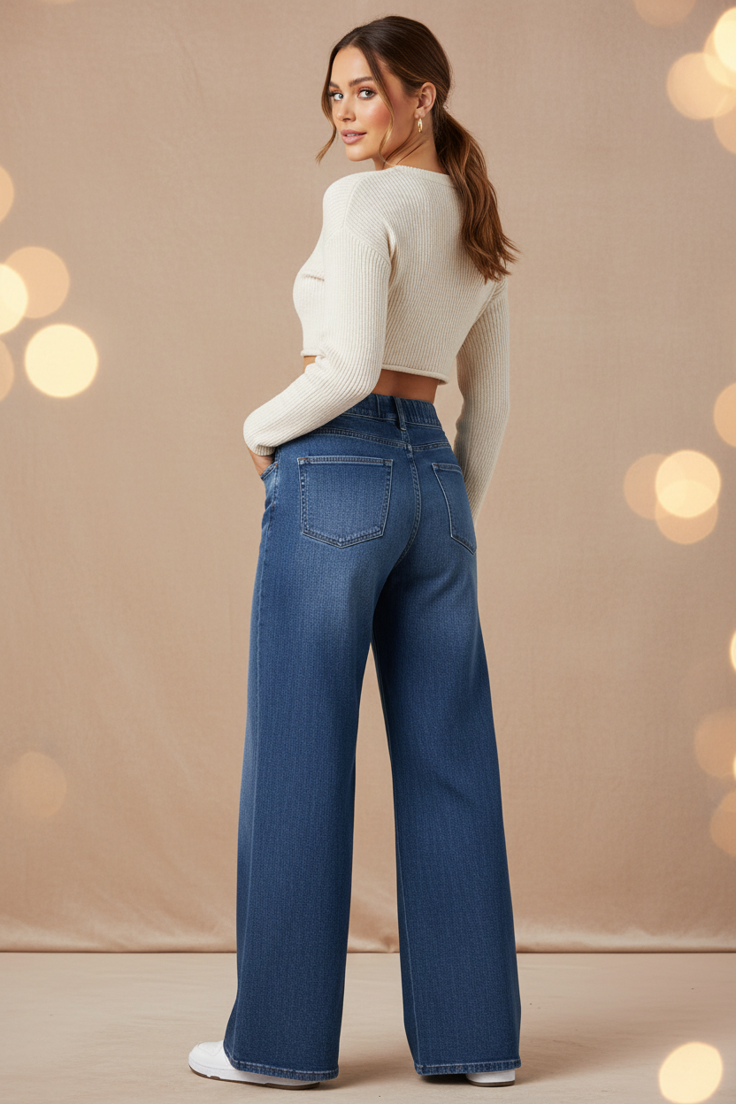 Retro jeans met wijde pijpen