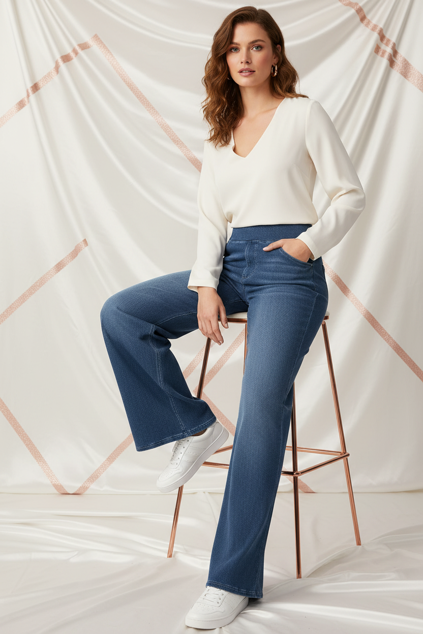 Retro jeans met wijde pijpen