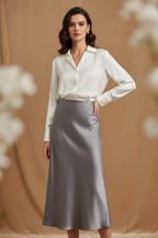 High Waist Satijnen Midi Rok