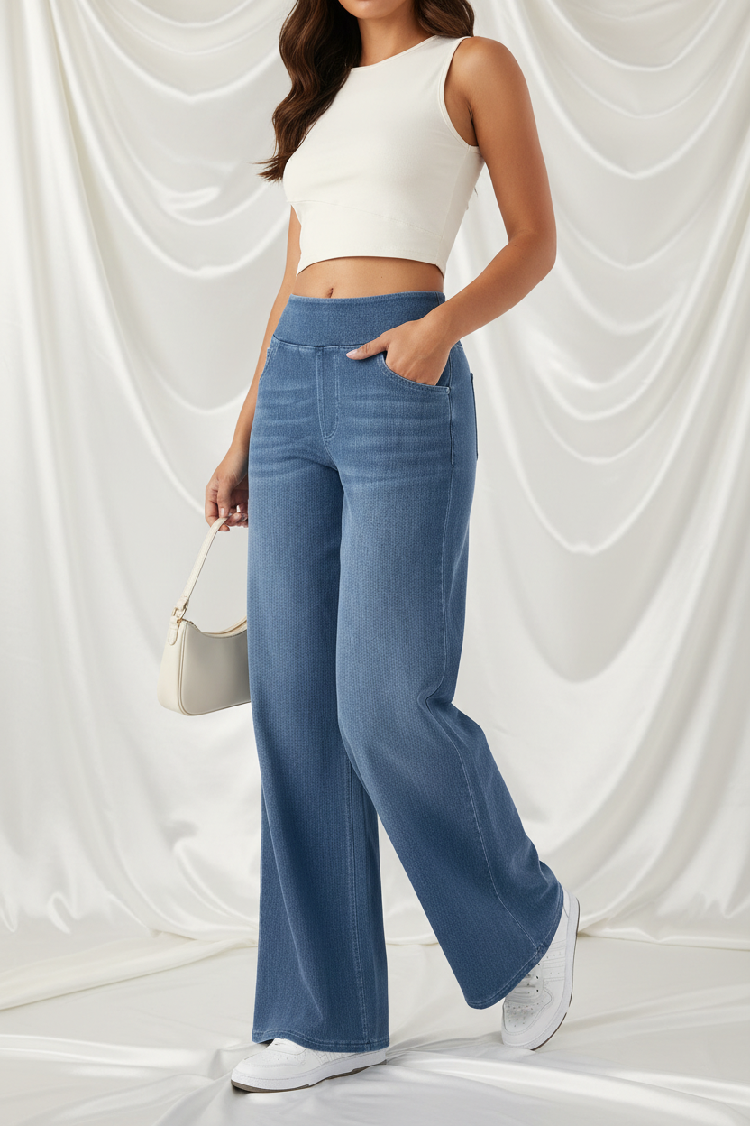 Retro jeans met wijde pijpen