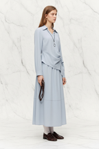 V-Hals Shirt & High Waist Rok Set