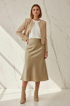 High Waist Satijnen Midi Rok