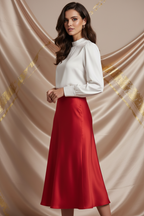 High Waist Satijnen Midi Rok