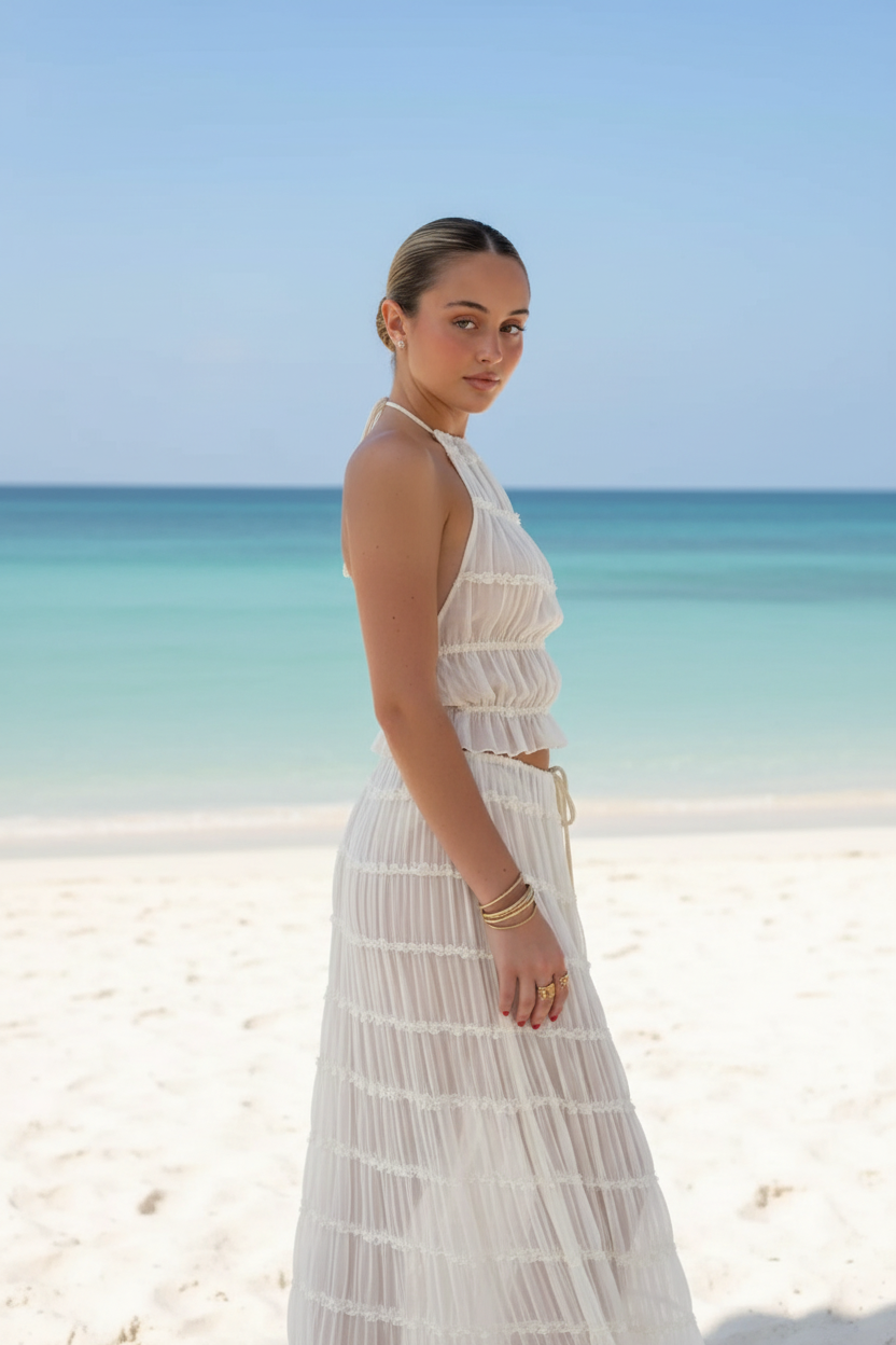 Bohemian 2-Delige Dames Set – Haltertop & Maxi Rok