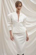 Korte Getailleerde Blazer met V-Hals