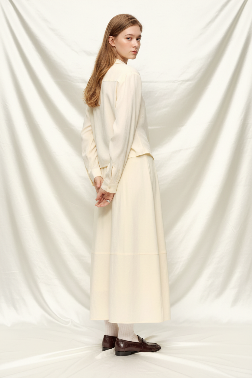 V-Hals Shirt & High Waist Rok Set